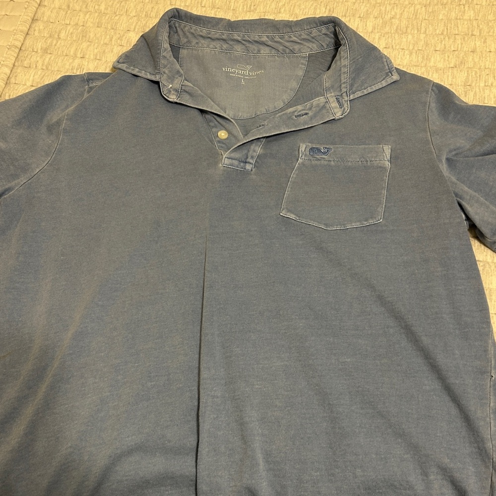 Vineyard Vines Big Boys Slub Washed Blue Polo short sleeve